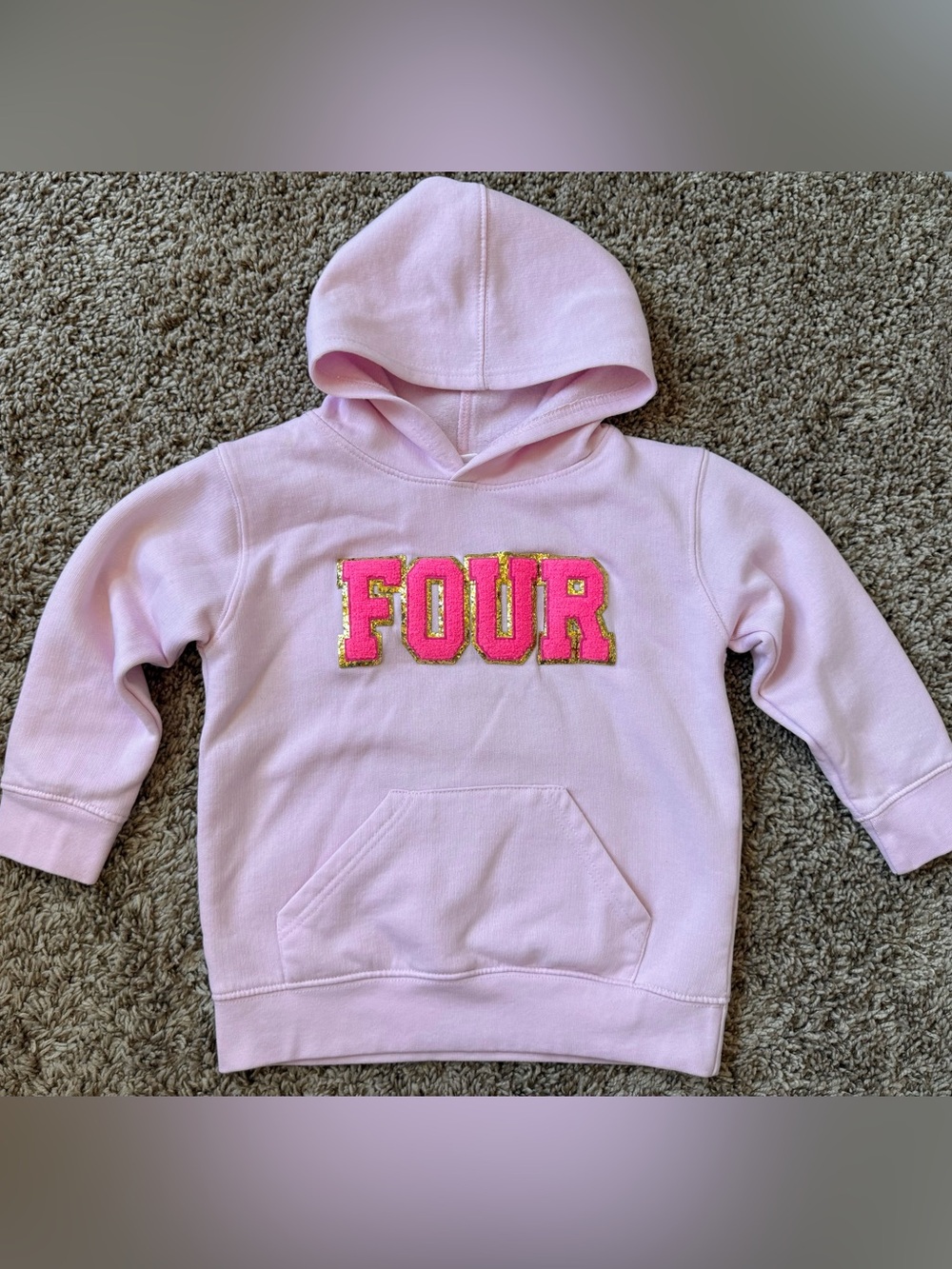 Monag Girls 4th Birthday Hoodie Pink Size 3-4